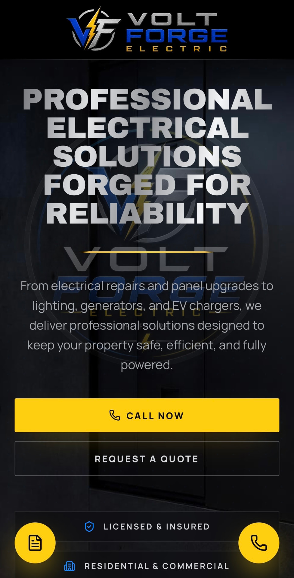 Volt Forge Electric mobile website