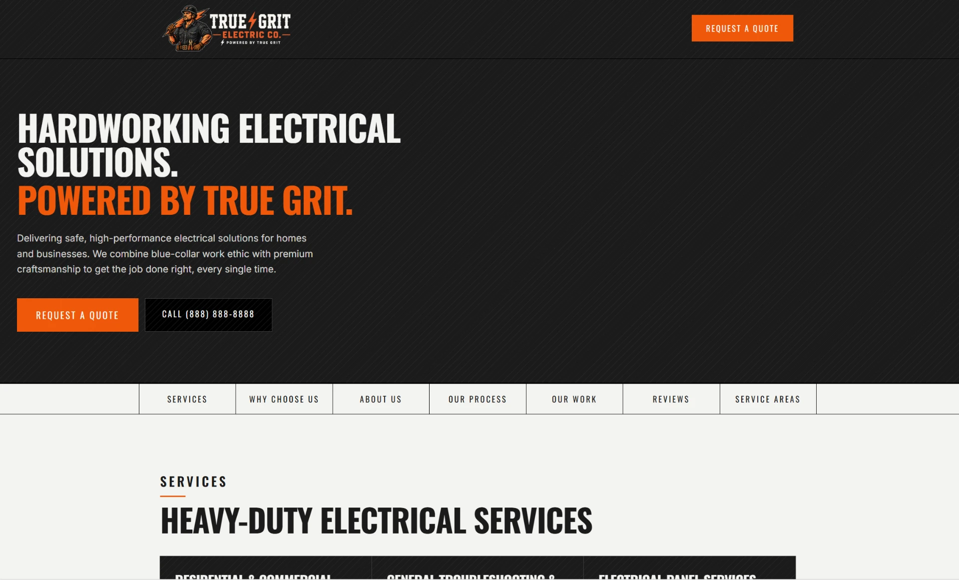 True Grit Electric Co. desktop website