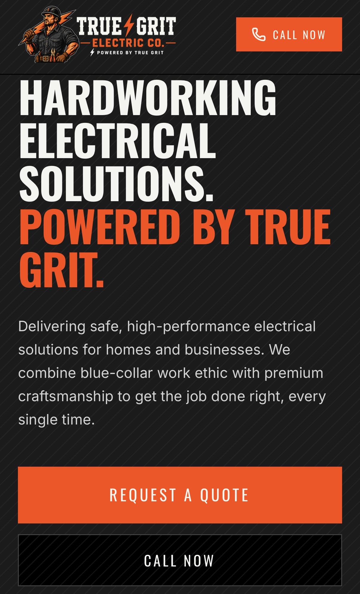 True Grit Electric Co. mobile website